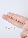 Yasu Sterling Silver 925 Diamond Cross Letter X Stud Earrings For Women