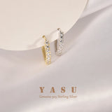 Yasu French Pav Crystal 925 Sterling Silver Hoops Earrings Plating 18k