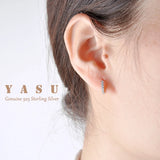 Yasu French Pav Crystal 925 Sterling Silver Hoops Earrings Plating 18k