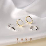 Yasu French Pav Crystal 925 Sterling Silver Hoops Earrings Plating 18k