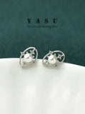 Yasu Silver Freshwater Pearl Stud Earrings Vintage Jewelry