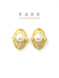 Yasu Silver Freshwater Pearl Stud Earrings Vintage Jewelry