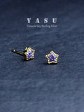 Yasu 925 Silver Star Stud Earrings Amethyst Pentagram