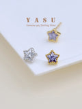 Yasu 925 Silver Star Stud Earrings Amethyst Pentagram