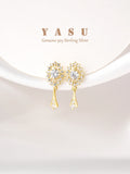 Yasu 925 Silver 14K Evil Eye Drop Earrings Crystal Wedding Jewelry