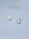 Yasu 925 Sterling Silver 14K Plated Pearl Stud Earrings for Women
