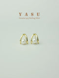 Yasu 925 Sterling Silver 14K Plated Pearl Stud Earrings for Women