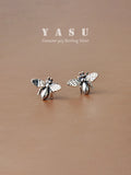 Yasu 925 Silver Bee Earrings Vintage Insect Studs Animal Party Jewelry