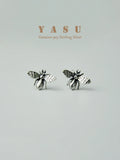 Yasu 925 Silver Bee Earrings Vintage Insect Studs Animal Party Jewelry