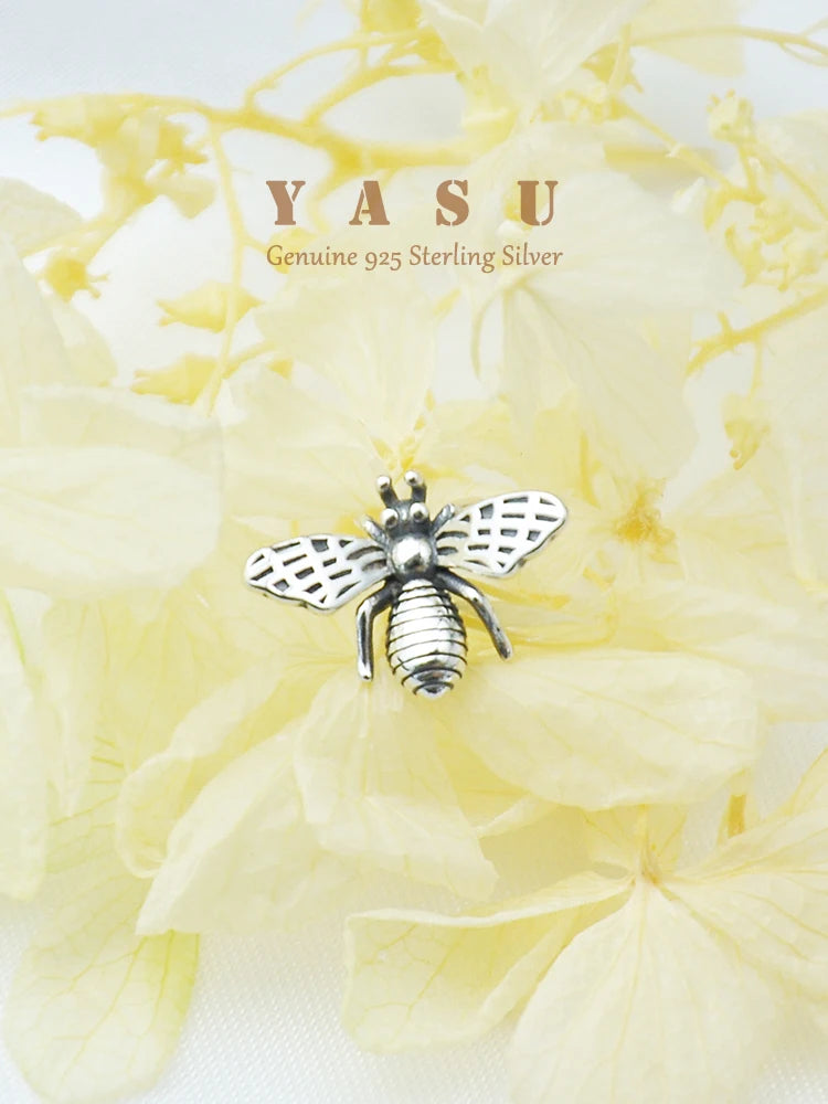 Yasu 925 Silver Bee Earrings Vintage Insect Studs Animal Party Jewelry