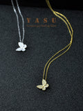 Yasu 925 Silver Butterfly Necklace Pendant Women Sparkling Clavicle Chain