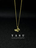 Yasu 925 Silver Butterfly Necklace Pendant Women Sparkling Clavicle Chain
