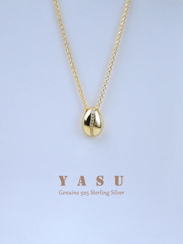 Yasu 925 Silver Coffee Bean Pendant Women Necklace Clavicle Chain Fine Jewelry