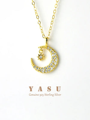 Yasu 925 Sterling Silver Crescent Necklace Moon Pendant For Women