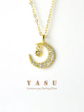 Yasu 925 Sterling Silver Crescent Necklace Moon Pendant For Women