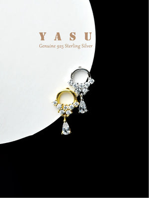 Yasu 925 Silver Diamond Drop Earrings Dainty Minimalist Women's Jewelry