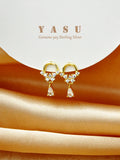 Yasu 925 Silver Diamond Drop Earrings Dainty Minimalist Women's Jewelry