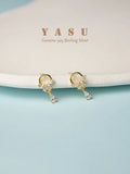 Yasu 925 Silver Diamond Drop Earrings Dainty Minimalist Women's Jewelry