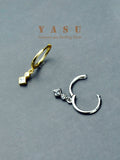 Yasu 925 Silver Diamond Rhombic Hoop Earrings 14K Plated