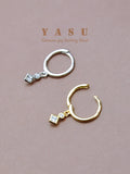 Yasu 925 Silver Diamond Rhombic Hoop Earrings 14K Plated