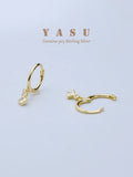 Yasu 925 Silver Diamond Rhombic Hoop Earrings 14K Plated