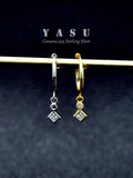 Yasu 925 Silver Diamond Rhombic Hoop Earrings 14K Plated