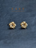 Yasu 925 Silver Diamond Twist Stud Earrings 14k Plated Vintage Jewelry