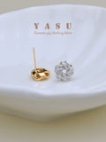 Yasu 925 Silver Diamond Twist Stud Earrings 14k Plated Vintage Jewelry