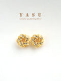 Yasu 925 Silver Diamond Twist Stud Earrings 14k Plated Vintage Jewelry