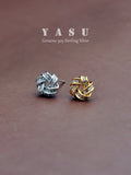 Yasu 925 Silver Diamond Twist Stud Earrings 14k Plated Vintage Jewelry