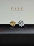 Yasu 925 Silver Diamond Twist Stud Earrings 14k Plated Vintage Jewelry