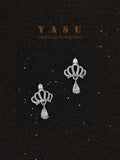 Yasu 925 Silver Princess Crown Drop Earrings for Women