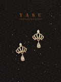 Yasu 925 Silver Princess Crown Drop Earrings for Women