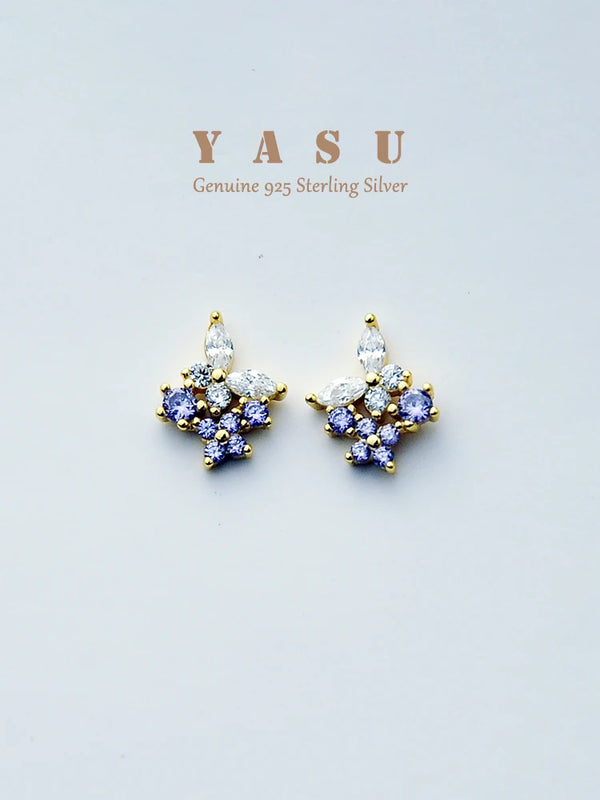 Yasu 925 Silver Lavender Zirconia Butterfly Stud Earrings