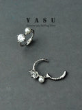 Yasu 925 Silver Freshwater Pearl Hoop Earrings Diamond Hoops Wedding Jewelry
