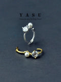 Yasu 925 Silver Freshwater Pearl Hoop Earrings Diamond Hoops Wedding Jewelry