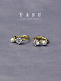 Yasu 925 Silver Freshwater Pearl Hoop Earrings Diamond Hoops Wedding Jewelry