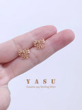Yasu 925 Sterling Silver Bowknot Stud Earrings Hollow Bow Wedding Jewelry