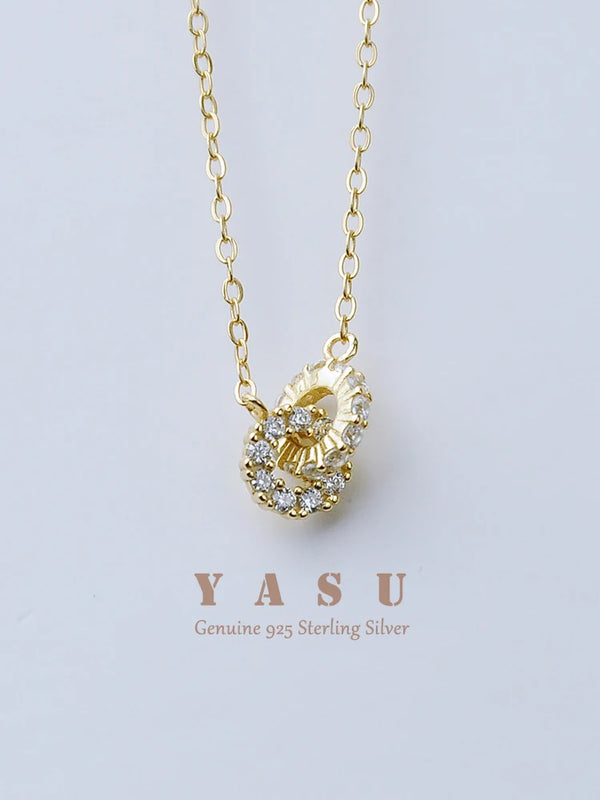 Yasu 925 Silver Double Circles Bracelet Women Ring Chain Hand Jewelry