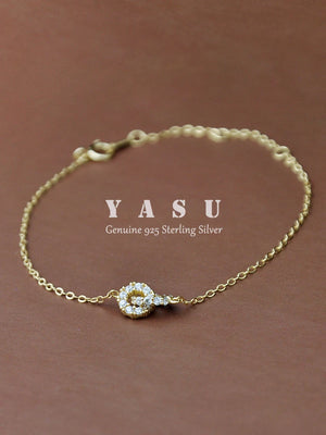 Yasu 925 Silver Double Circles Bracelet Women Ring Chain Hand Jewelry