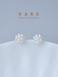 Yasu 925 Silver Pearl Flower Stud Earrings Party Jewelry