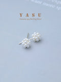 Yasu 925 Silver Pearl Flower Stud Earrings Party Jewelry