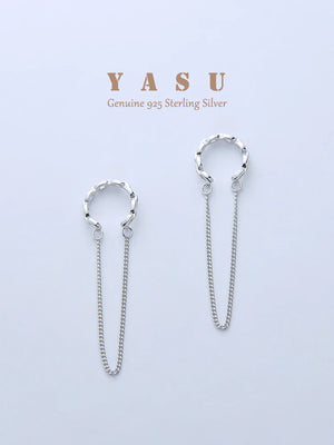 Yasu 925 Sterling Silver Long Chain Tassel Earrings for Women