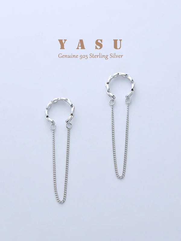 Yasu 925 Sterling Silver Long Chain Tassel Earrings for Women