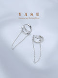 Yasu 925 Silver Tassel Hoop Earrings Buckled Party Jewelry