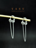 Yasu 925 Silver Tassel Hoop Earrings Buckled Party Jewelry