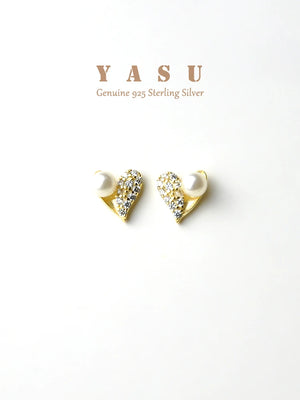 Yasu 925 Silver Micro Zircon Heart Earrings Wedding Jewelry