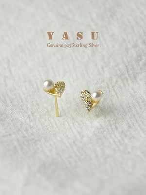 Yasu 925 Silver Micro Zircon Heart Earrings Wedding Jewelry