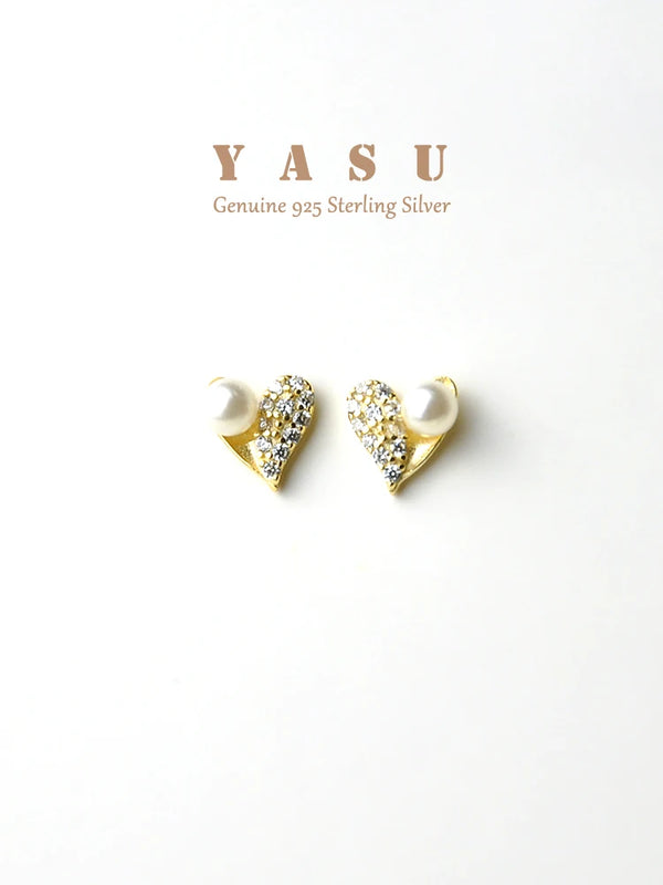 Yasu 925 Silver Micro Zircon Heart Earrings Wedding Jewelry