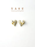 Yasu 925 Silver Micro Zircon Heart Earrings Wedding Jewelry